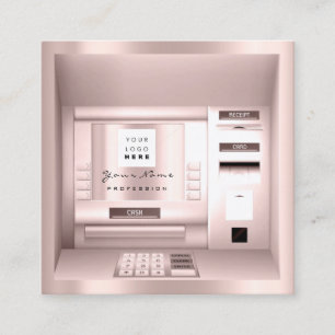 Cartão De Visita Quadrado Nome da empresa de logotipo do Rosa de consultoria