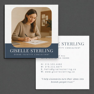 Cartão De Visita Quadrado Nome da empresa profissional mínima mínima azul ma