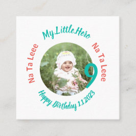 Cartão De Visita Quadrado Nome de aniversário personalizado com foto