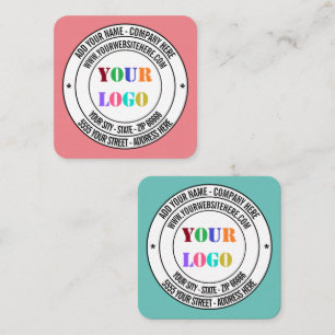 Cartão De Visita Quadrado Nome do logotipo de texto personalizado Endereço 