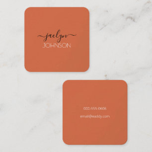 Cartão De Visita Quadrado Nome Personalizado do Script Branco Simples do Ter