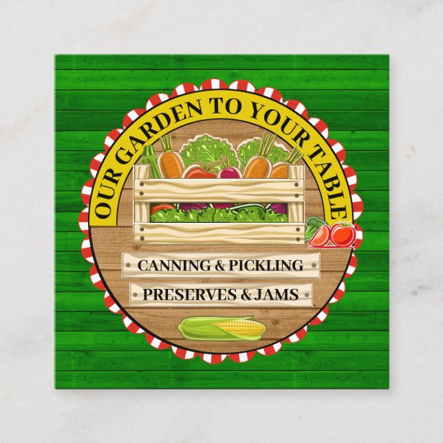 CARTÃO DE VISITA QUADRADO NOSSO JARDIM PARA SUA MESA (Frente)