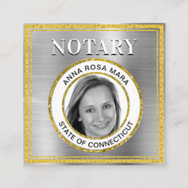 Cartão De Visita Quadrado *~* NOTARY PHOTO METAL SILVER Agent