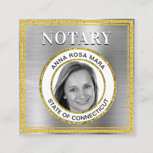 Cartão De Visita Quadrado *~* NOTARY PHOTO METAL SILVER Agent