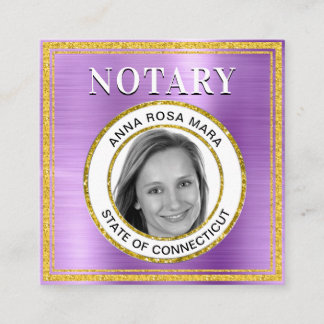 Cartão De Visita Quadrado *~* NOTARY PHOTO METAL VIOLET Signal Agent 