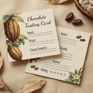 Cartão De Visita Quadrado Notas de Degustação de Chocolate Artesanal Vintage
