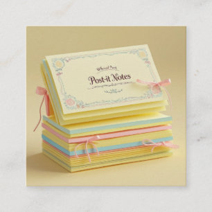 Cartão De Visita Quadrado Notas de Posto Floral Elegante - Sticky Personaliz