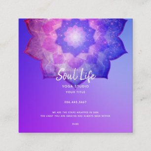 Cartão De Visita Quadrado Nova Era   Meditação Violet Lotus Mandala