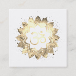 Cartão De Visita Quadrado *~* Novo Idade Lotus Flor Mandala Om Símbolo Aum