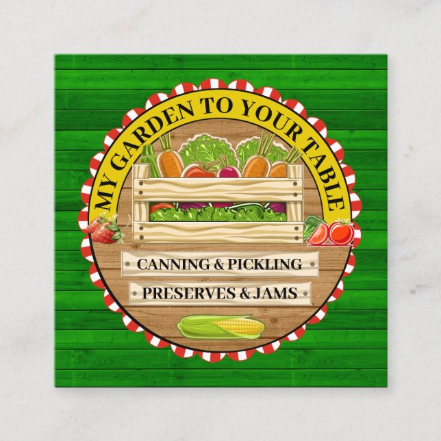 Cartão De Visita Quadrado Novo meu jardim para sua MESA (Frente)