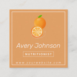 Cartão De Visita Quadrado Nutricionista Laranja Brilhante Dieticiano Laranja