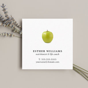 Cartão De Visita Quadrado Nutricionista verde elegante minimalista de Apple