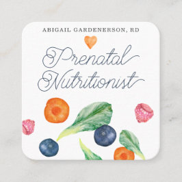 Cartão De Visita Quadrado Nutricionistas Prenatais Veggies Fruta Quadrado Oc