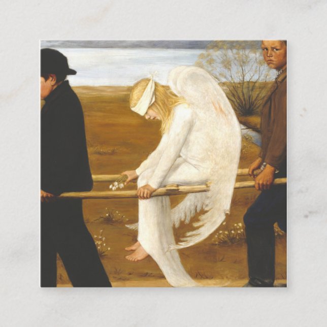 Cartão De Visita Quadrado O Anjo Ferido Por Hugo Simberg 1903 (Frente)