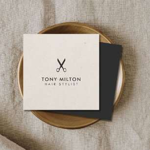 Cartão De Visita Quadrado O bege escuro elegante minimalista Scissors o