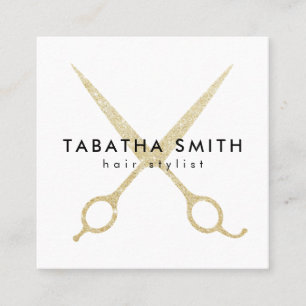 Cartão De Visita Quadrado O brilho chique elegante do ouro scissors o