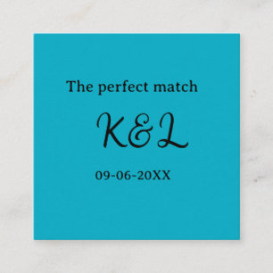 Cartão De Visita Quadrado O casal nome letra data azul sim perfeito