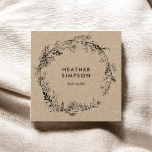 Cartão De Visita Quadrado O esboço moderno floresce Kraft