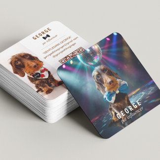 Cartão De Visita Quadrado O George | Código QR de Foto Dupla Personalizado M