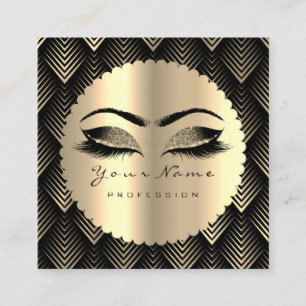 Cartão De Visita Quadrado O maquilhador preto Dourado do brilho do Sepia