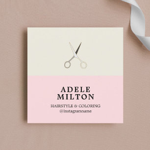 Cartão De Visita Quadrado O Pastel elegante moderno Scissors o cabeleireiro