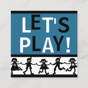 Cartão De Visita Quadrado O Playdate da criança carda azul, o branco & o