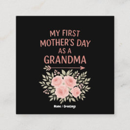 Cartão De Visita Quadrado O primeiro dia da minha mãe como vovó Engraçado e 