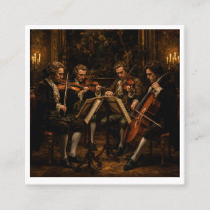 Cartão De Visita Quadrado O Quarteto de Cordas Clássico - Pintura a Óleo Vin