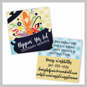 Cartão De Visita Quadrado o sabor do pote do cozinhar estourou o negócio de