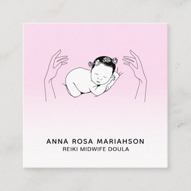 Cartão De Visita Quadrado *~* O treinador de nascimento da Parteira de Nasci (Frente)
