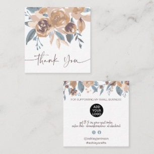 Cartão De Visita Quadrado obrigado de ordem de cor verde-d'água