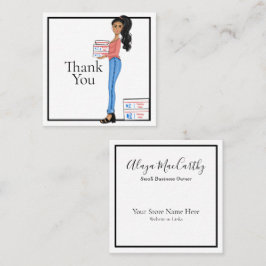 Cartão De Visita Quadrado Obrigado Garota, Mulher De Negócios Quadrada