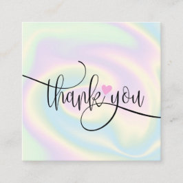 Cartão De Visita Quadrado obrigado holográfico de script moderno para sua or