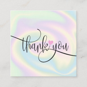 Cartão De Visita Quadrado obrigado holográfico de script moderno para sua or