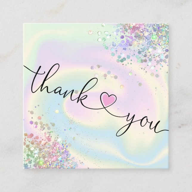 Cartão De Visita Quadrado obrigado holográfico de script moderno para sua or (Frente)