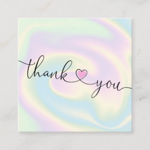 Cartão De Visita Quadrado obrigado holográfico de script moderno para sua or