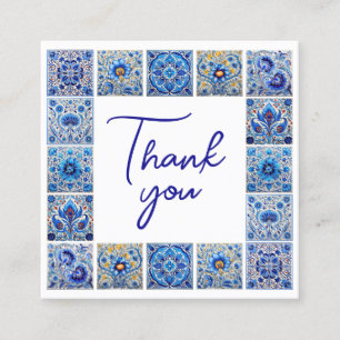 Cartão De Visita Quadrado Obrigado mediterrânico de azulejos