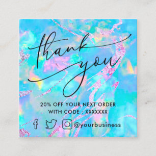 Cartão De Visita Quadrado obrigado opal azul de gemstone 