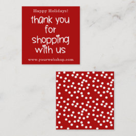 Cartão De Visita Quadrado Obrigado por Comprar - Natal do Promocional Vermel