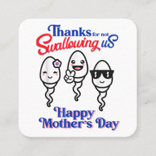 Cartão De Visita Quadrado Obrigado Por Não Nos Engolir Feliz Dia Das Mães Fa