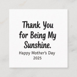 Cartão De Visita Quadrado Obrigado por ser minha mãe brilhante presentes