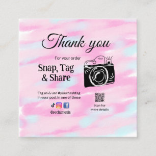 Cartão De Visita Quadrado Obrigado snap tag compartilhar câmera de mídia adi