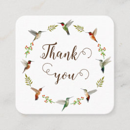Cartão De Visita Quadrado Obrigados para seu pedido Hummingbird Wreath