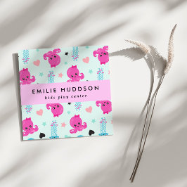 Cartão De Visita Quadrado Octopus, medusa, centro de jogos, centro de ativid