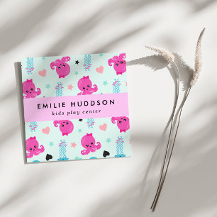 Cartão De Visita Quadrado Octopus, medusa, centro de jogos, centro de ativid