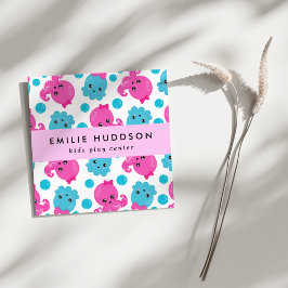 Cartão De Visita Quadrado Octopus Patterin, Kids Play Center, Centro de Ativ