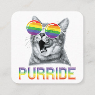 Cartão De Visita Quadrado Óculos de Sol Arco-íris Orgulho Gay Gato Divertido
