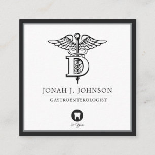 Cartão De Visita Quadrado Odontologia  Preto Minimalista  Fronteira Cinza