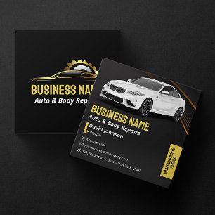 Cartão De Visita Quadrado Oficina de Reparos Automotivos e Mecânica de Carro