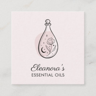 Cartão De Visita Quadrado Óleos essenciais Aromaterapia Logotipo Escamotead